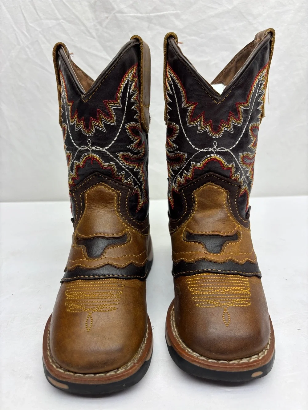 Bufalito Kids Brown Western Cowboy Boots, SZ 9 for toddler boy